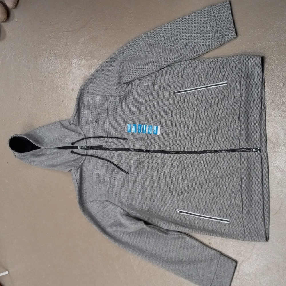 GREY AND BLACK RBX X-TRAIN ZIP UP, HOODED SWEAT SHIRT WITH POCKETS